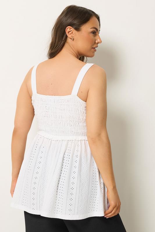 YOURS Plus Size White Broderie Anglasie Vest Top | Yours Clothing 1