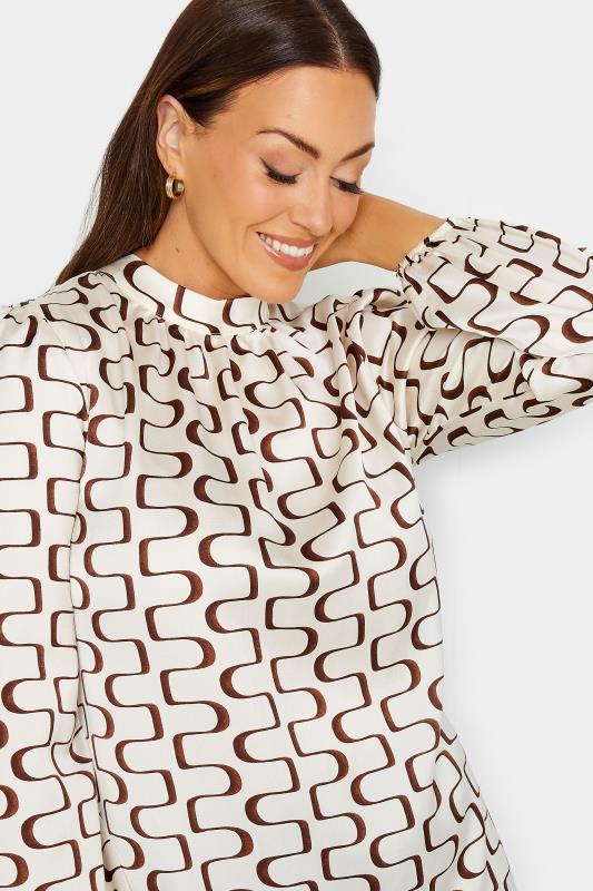 M&Co White Ivory Geometric Print High Neck Tunic Blouse | M&Co 4