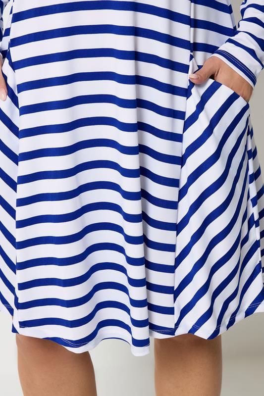 YOURS Plus Size Blue Stripe Drape Pocket Dress | Yours Clothing 4