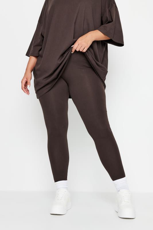 YOURS Plus Size Chocolate Brown Leggings | Yours Clothing  1