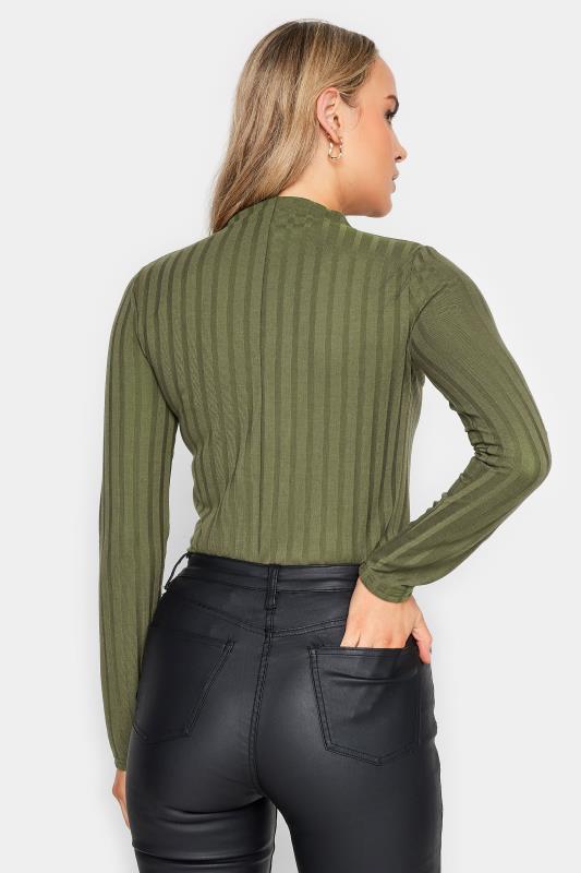 LTS Tall Women's Khaki Green Ribbed High Neck Top | Long Tall Sally 5