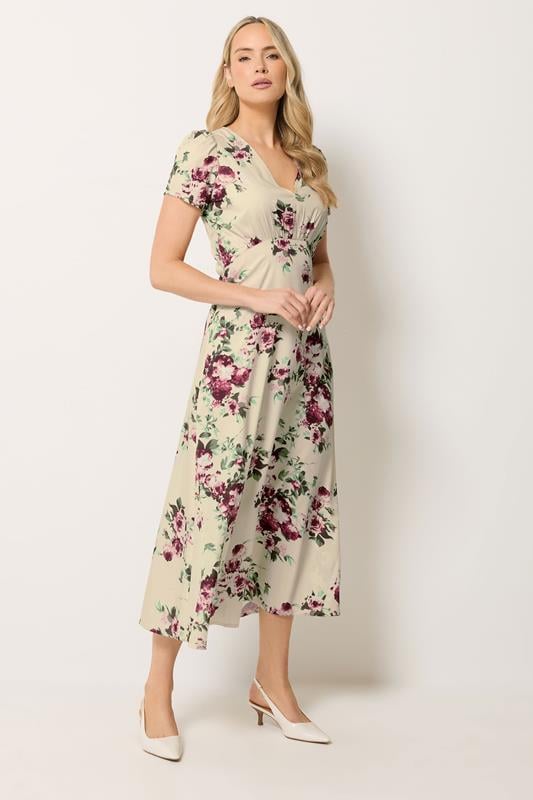  LTS Tall Cream Floral Print Midi Dress