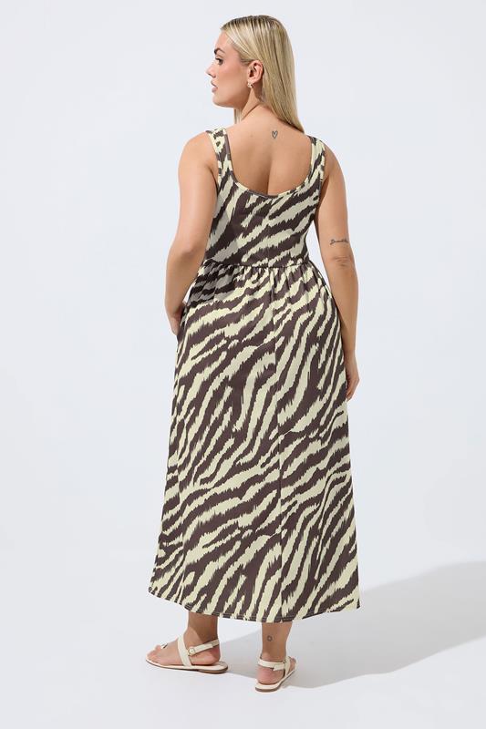 LIMITED COLLECTION Plus Size Brown Zebra Strappy Dress | Yours Clothing 2