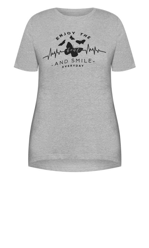 Evans Grey Heartbeat Print T-Shirt 4