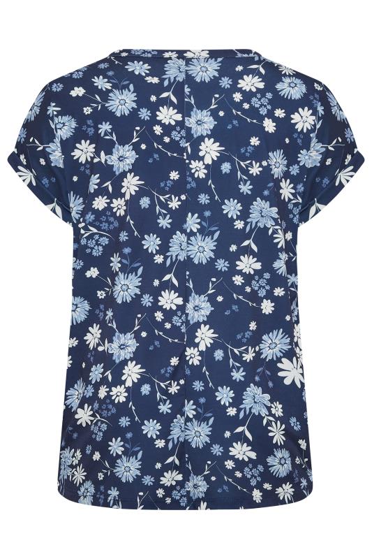 YOURS Curve Plus Size Navy Blue Floral V-Neck Blouse | Yours Clothing  7