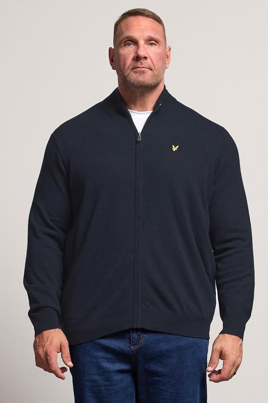  Lyle & Scott Big & Tall Navy Blue Lambswool Blend Quarter Zip Jumper