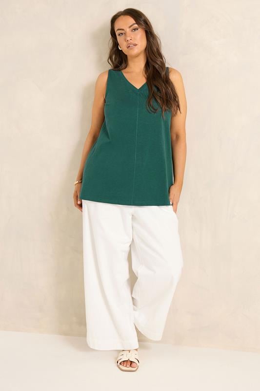 EVANS Plus Size Teal Green Premium Cotton Vest Top | Evans 1