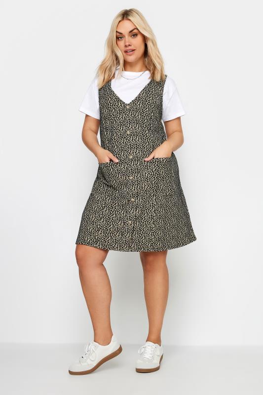 LIMITED COLLECTION Curve Grey Animal Print A-Line Pinafore Dress | Yours Clothing 2