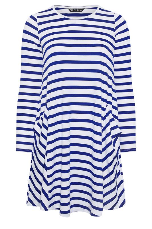 YOURS Plus Size Blue Stripe Drape Pocket Dress | Yours Clothing 5