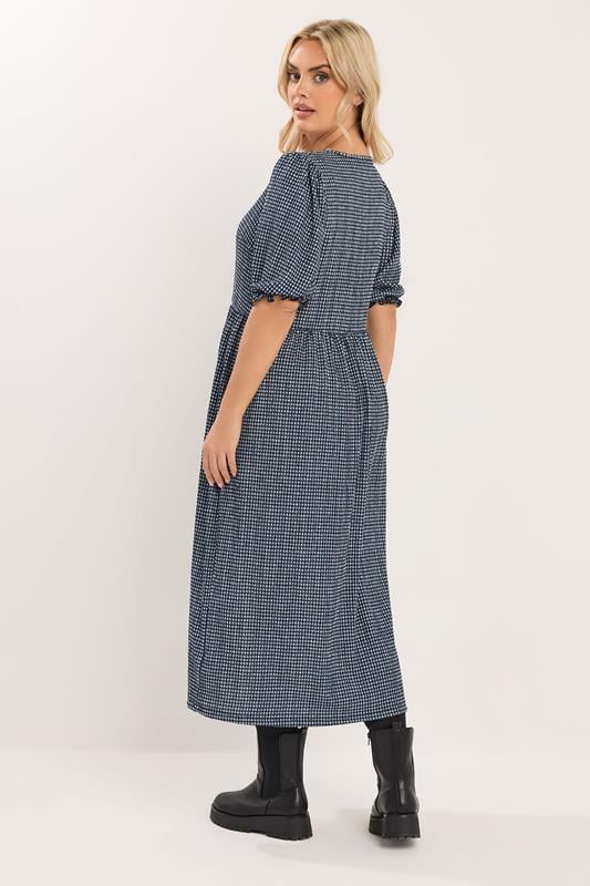 YOURS Plus Size Black Gingham Bow Tie Front Maxi Dress | Yours Clothing 2