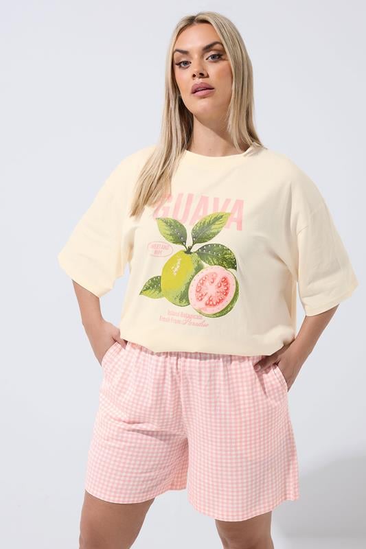 LIMITED COLLECTION Curve Pink Gingham Jersey Shorts