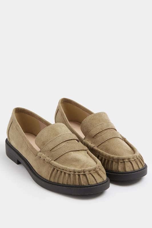  Yours Natural Brown Ruched Loafer In Extra Wide EEE Fit
