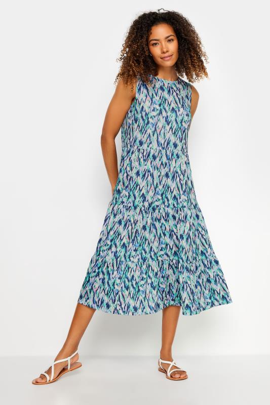 M&Co Blue Ikat Print Sleeveless Midi Dress | M&Co 2