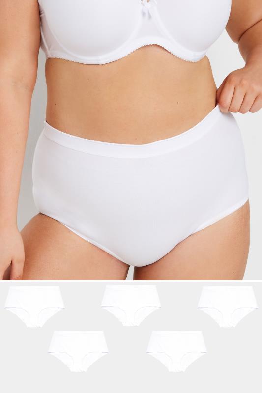 YOURS Plus Size 5 PACK White Stretch Full Briefs | Yours Clothing  1