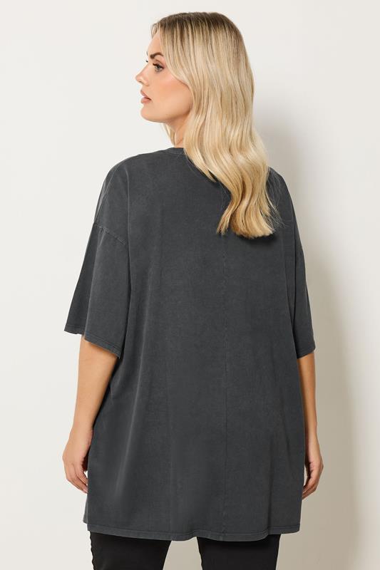 YOURS Plus Size Grey Distressed Heart T-Shirt | Yours Clothing 2