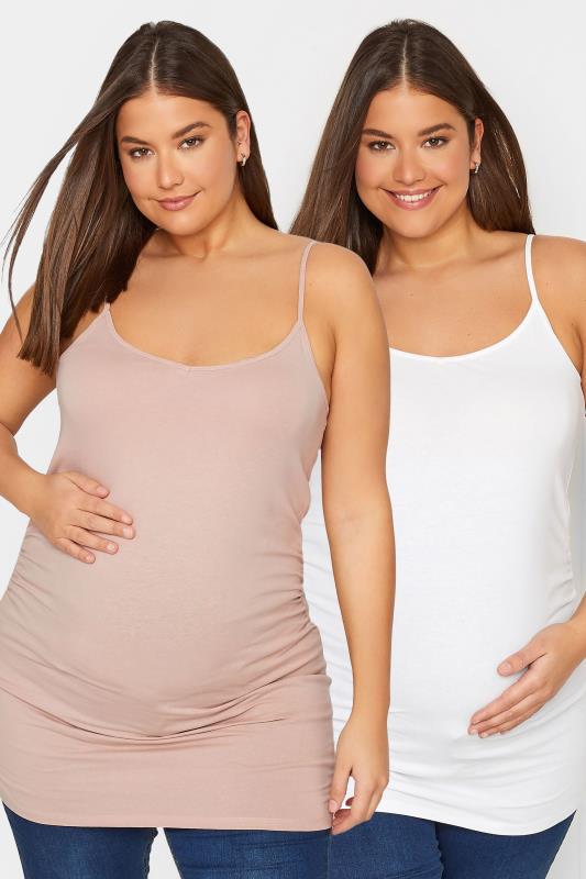 Tall  LTS 2 PACK Tall Maternity Nude & White Cami Vest Tops