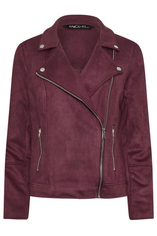 M&Co Berry Purple Faux Suede Biker Jacket | M&Co 6