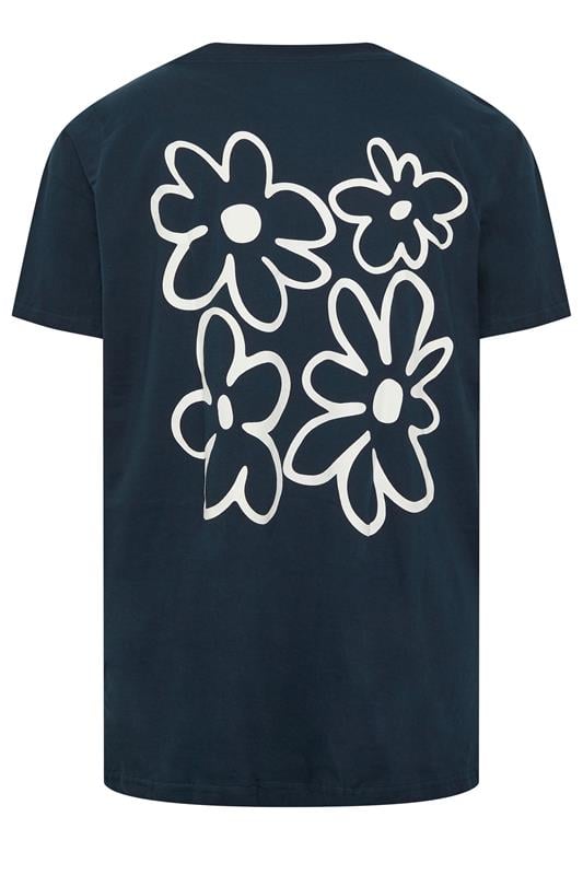 BadRhino Big & Tall Navy Blue Extra Long Flower Graphic T-Shirt | BadRhino 7