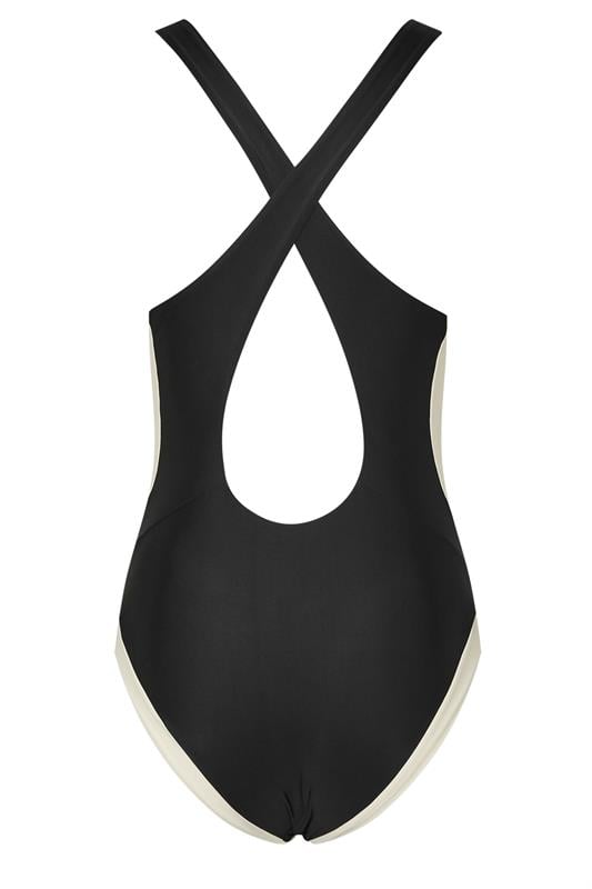 LTS Tall Women's Black & White Colourblock Sporty Swimsuit | Long Tall Sally 7