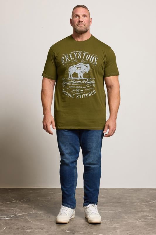 KAM Olive Green 'Greystone' Graphic Print T-Shirt | BadRhino 1