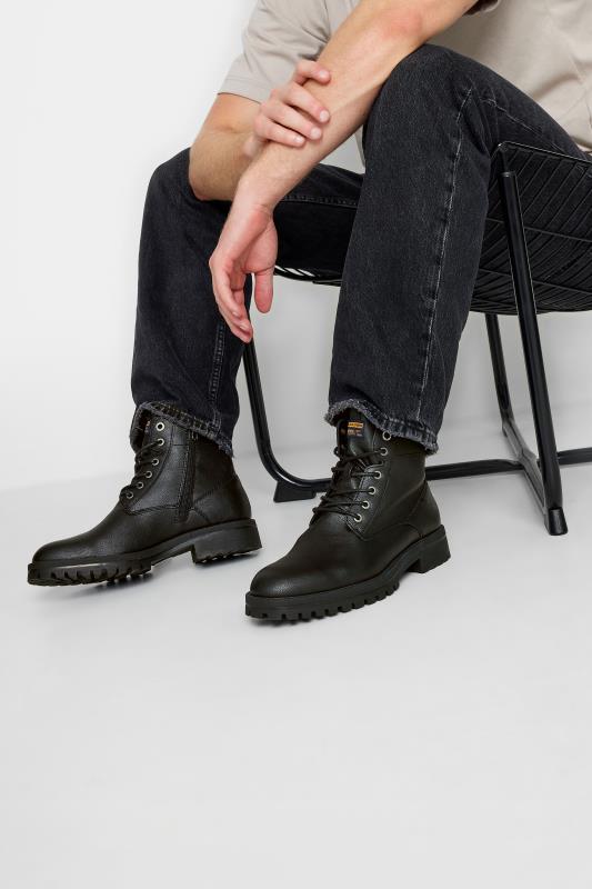 JACK & JONES Big & Tall Black Faux Leather Boots | BadRhino  1