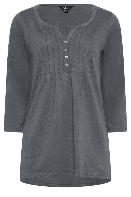 LTS Tall Womens Charcoal Grey Henley Top | Long Tall Sally  5