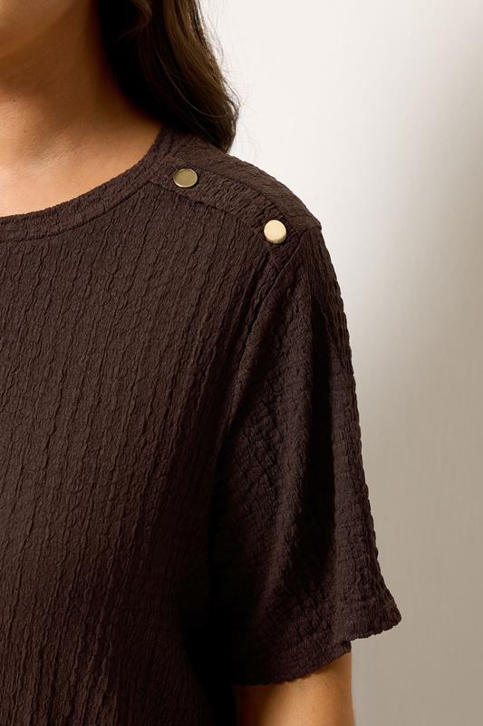 YOURS Plus Size Chocolate Brown Bubble Texture Top | Yours Clothing 4