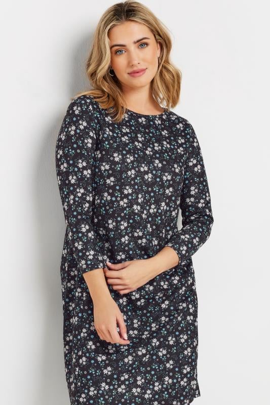 M&Co Black Ditsy Floral Ponte Swing Dress | M&Co 4