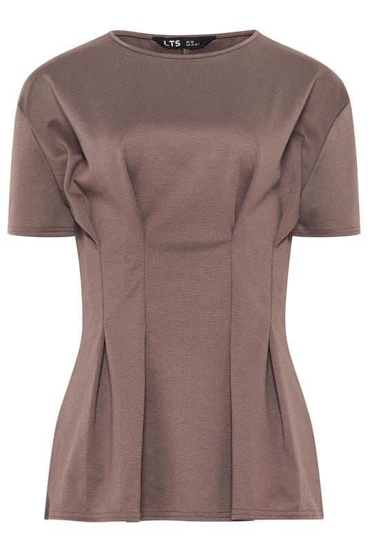 LTS Tall Women's Mocha Brown Pleated Detail Top | Long Tall Sally 5