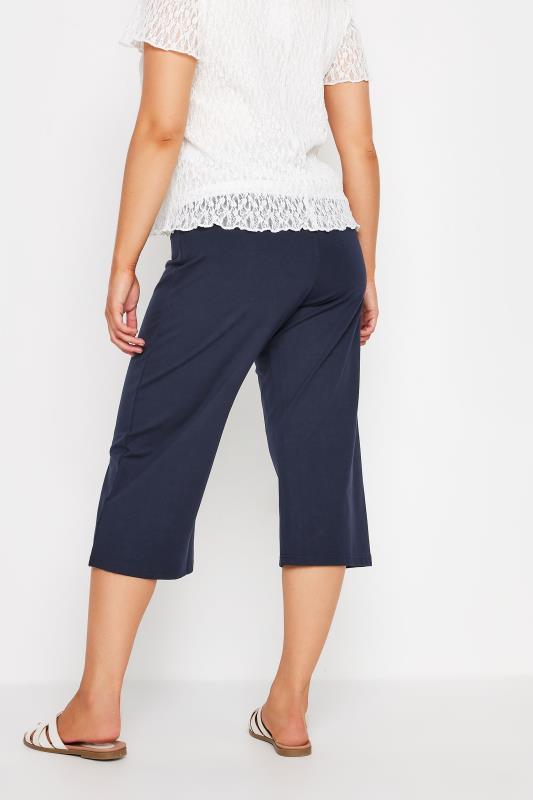 M&Co Navy Blue Cropped Wide Leg Yoga Pants | M&Co 3