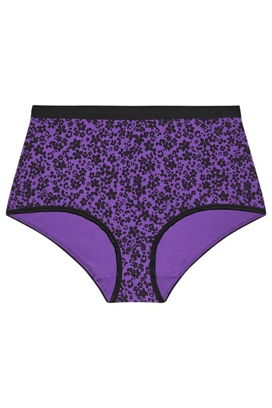 YOURSET 5 PACK Plus Size Purple Ditsy Print Full Briefs | Yours Clothing 7