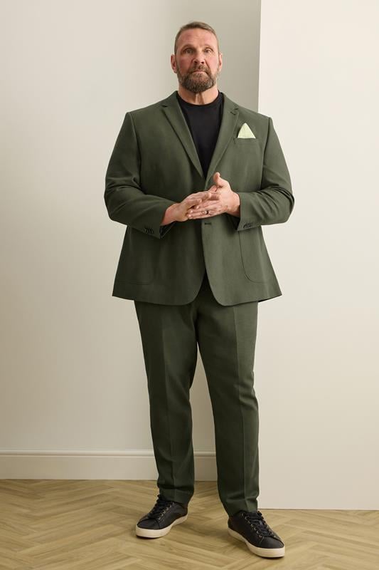 BadRhino Tailoring Big & Tall Khaki Green Linen Suit Trousers