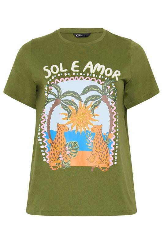 YOURS Plus Size Green 'Sol E Amor' Graphic T-Shirt | Yours Clothing 6