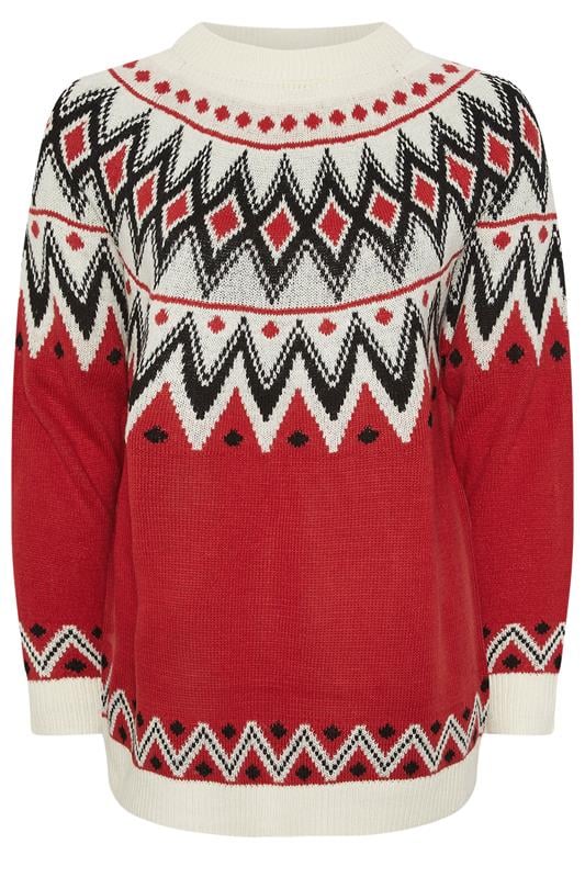 YOURS Plus Size Red Fairisle Knitted Jumper | Yours Clothing 7