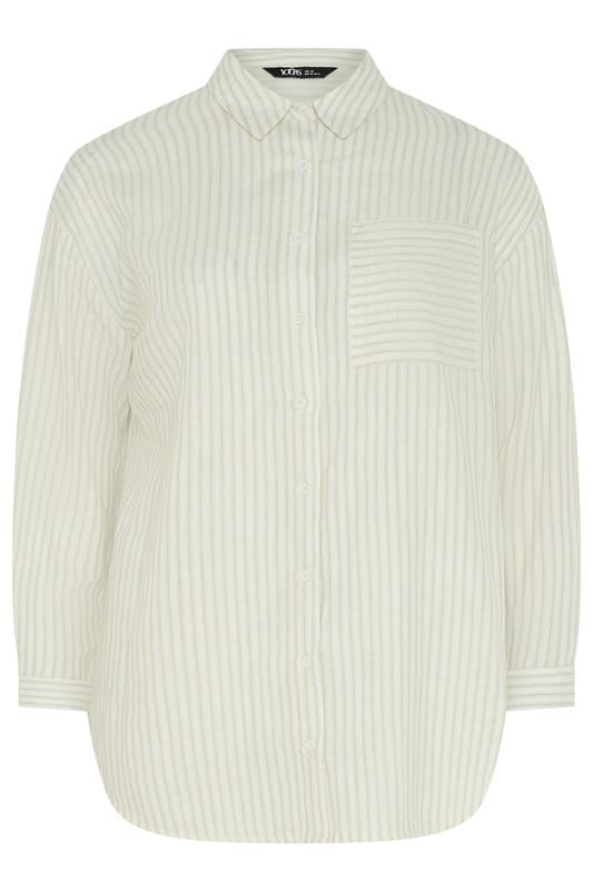 YOURS Plus Size Ivory White Stripe Button Shirt | Yours Clothing 6