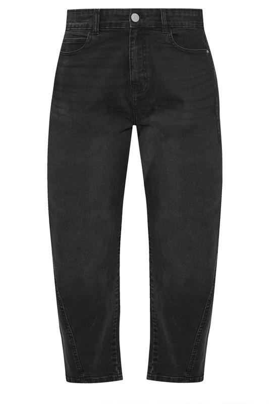 YOURS Plus Size Black Washed Barrel Leg Jeans | Yours Clothing 5