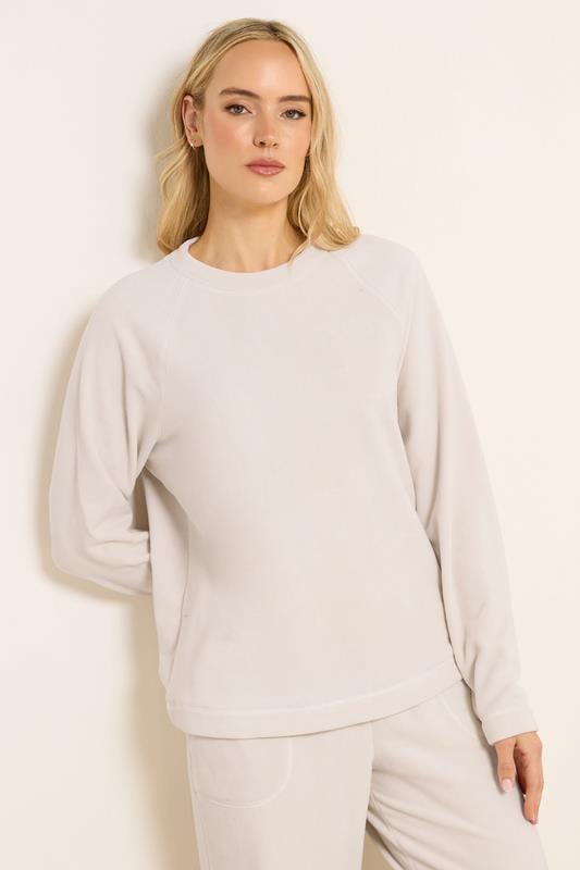 LTS Tall Ivory White Microfleece Top