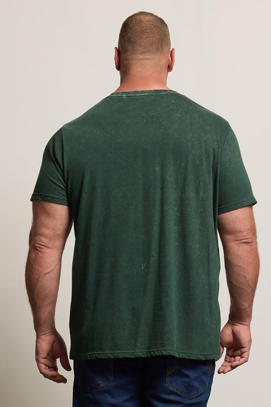 BadRhino Big & Tall Green Acid Wash Tattoo Tiger Graphic T-Shirt | BadRhino 2