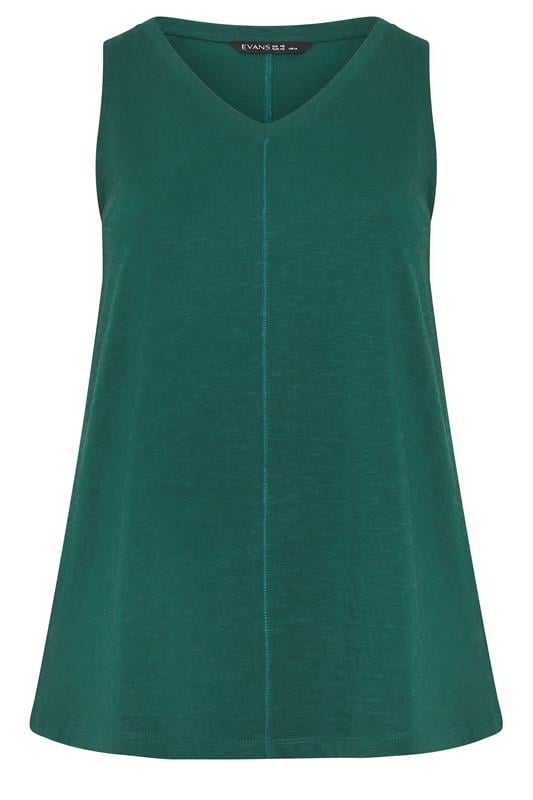 EVANS Plus Size Teal Green Premium Cotton Vest Top | Evans 5