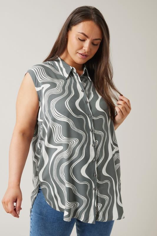 EVANS Plus Size Grey Abstract Print Tunic | Evans 1