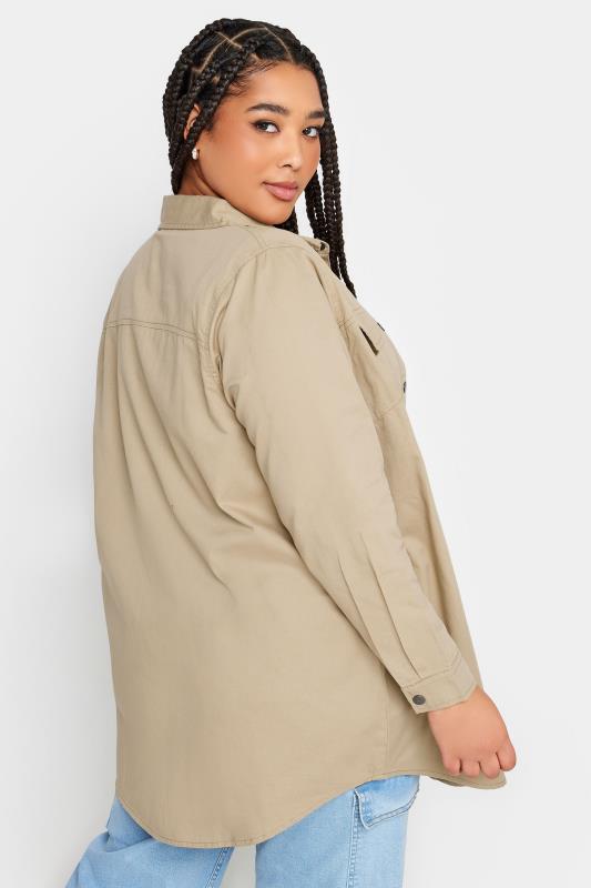 YOURS Plus Size Beige Brown Utility Shacket | Yours Clothing 5