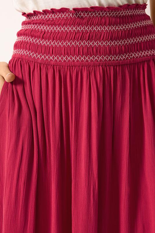 LTS Tall Women's Berry Red Embroidered Waist Maxi Skirt | Long Tall Sally 4