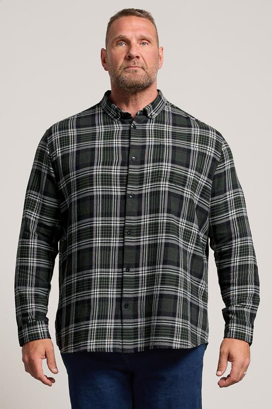 BadRhino Big & Tall Green Check Long Sleeve Shirt | BadRhino 1