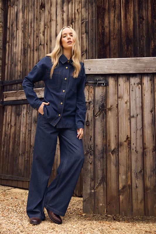 LTS Tall Blue Cotton Indigo Denim Shacket | Long Tall Sally 6