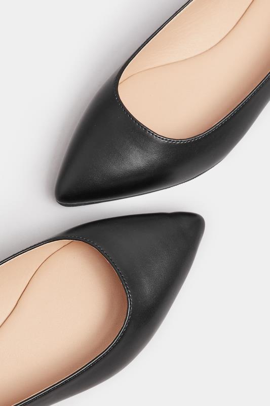 Black Pointed Ballerina Pumps In Extra Wide EEE Fit | Yours Clothing 5