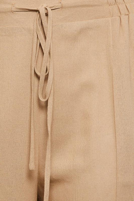 YOURS Curve Plus Size Beige Brown Wide Leg Linen Trousers | Yours Clothing  4