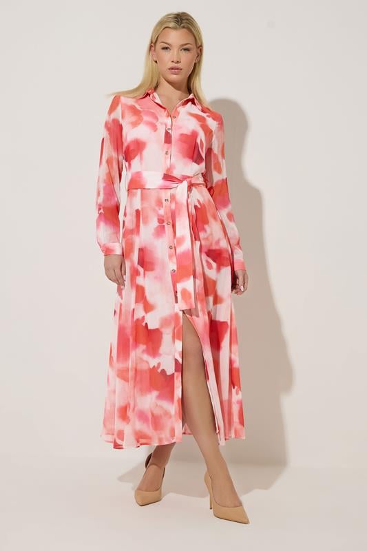  STAR Pink Printed Shirt Dress