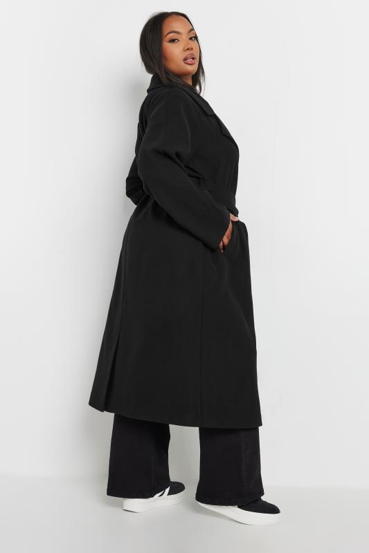 YOURS Plus Size Black Unlined Formal Maxi Coat | Yours Clothing 3