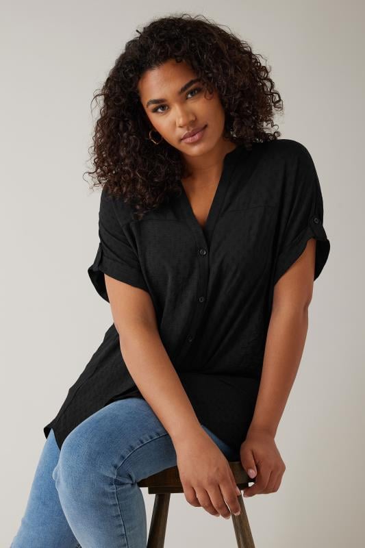 EVANS Plus Size Black Short Sleeve Blouse Evans