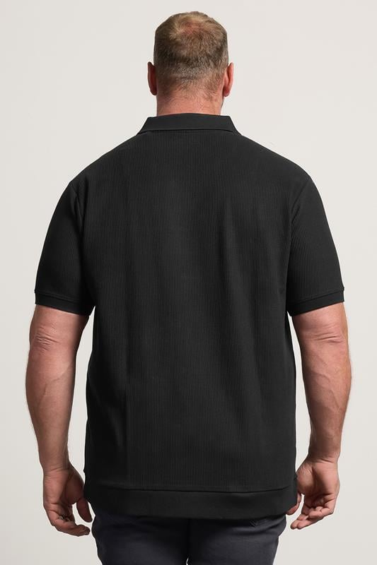 BadRhino Big & Tall Black Ribbed Trophy Polo | BadRhino 2